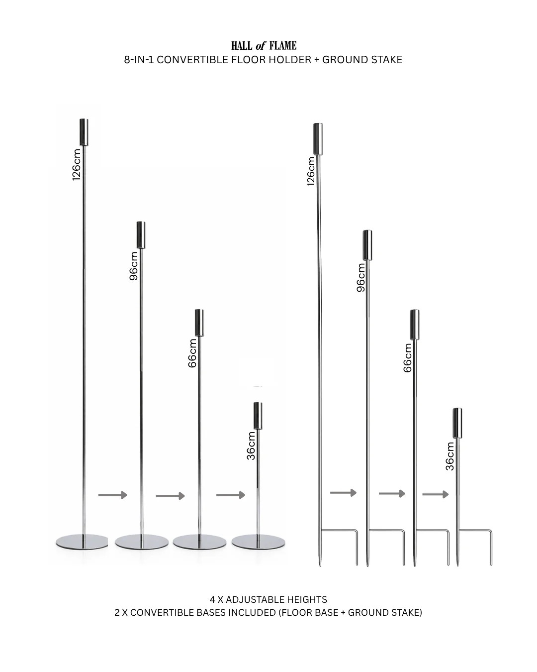 8-in-1 Convertible Ground Stake + Floor Stand Candle Holder - Image 2